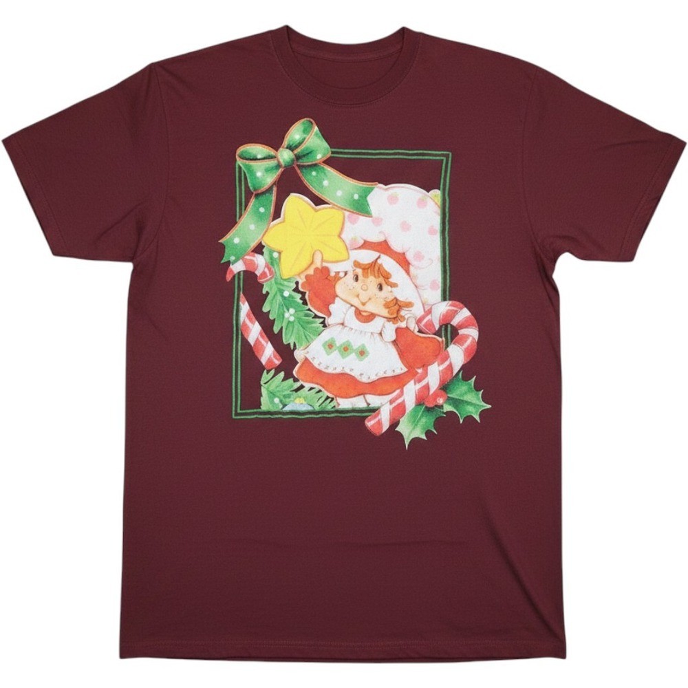 X Small Strawberry Shortcake Christmas T Shirt Women's Burgundy Graphic Tee